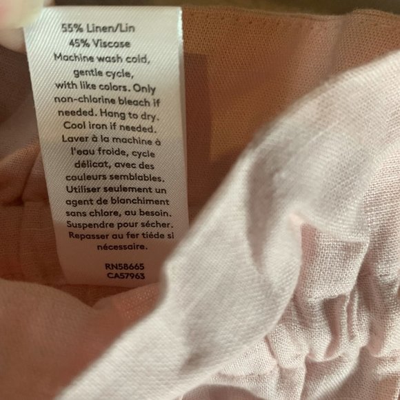 Open Edit Shorts Women Size L Pink PaperBag Waist‎ Drawstring Pockets Linen 6386 - Picture 4 of 8